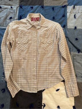 Outback Rider M Women's Light Purple & Cream Plaid Button-Down Western Shirt